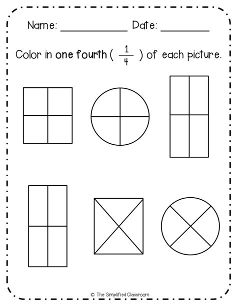 Printable fraction worksheets for 1st grade