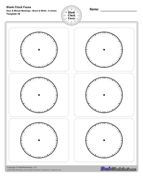 Printable Half-Hour Clock Faces