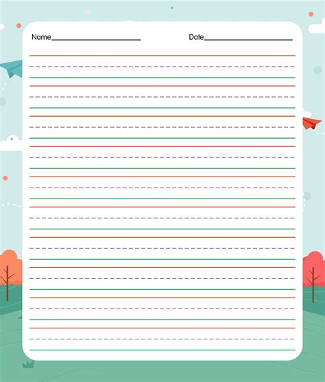 Printable handwriting paper with fun designs