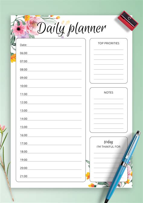 Printable Hourly Day Planner Example 1