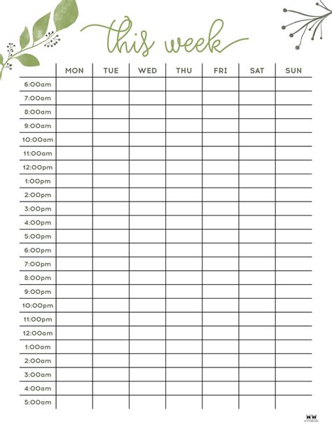 Printable Hourly Day Planner Example 6