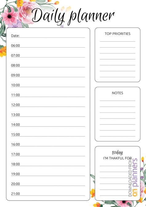 Printable Hourly Day Planner Example 9