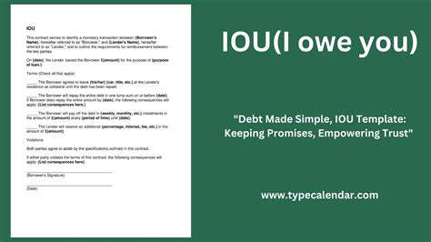 Printable IOU Templates for Couples