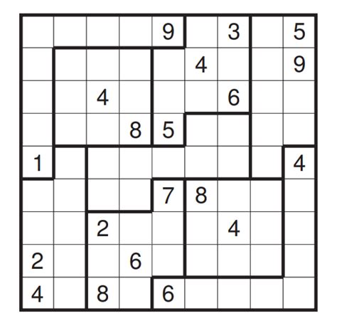 Printable Irregular Sudoku Puzzles