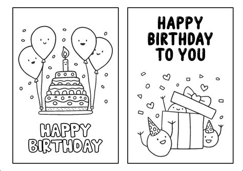 Printable Kids Birthday Card Coloring Pages