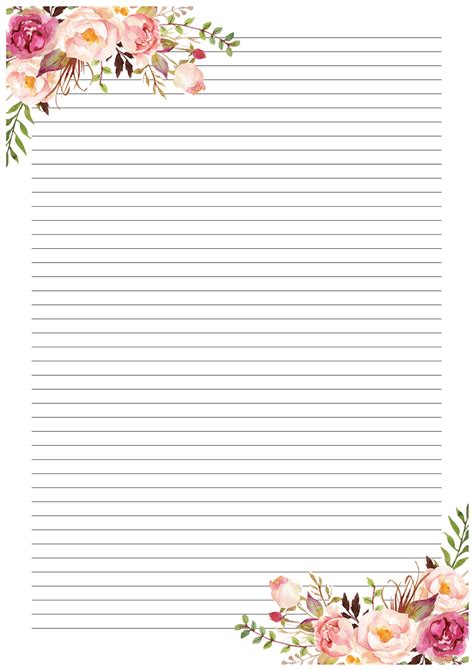 Printable Lined Paper with Floral Border