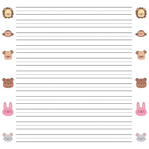 Printable Lined Writing Paper for Kids Template 1