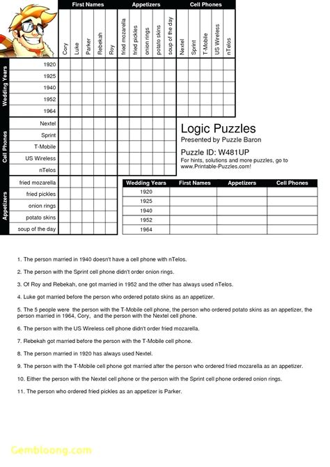 Printable Logic Puzzles