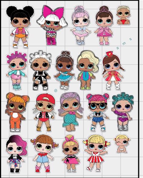 Printable Lol Doll stickers in various designs