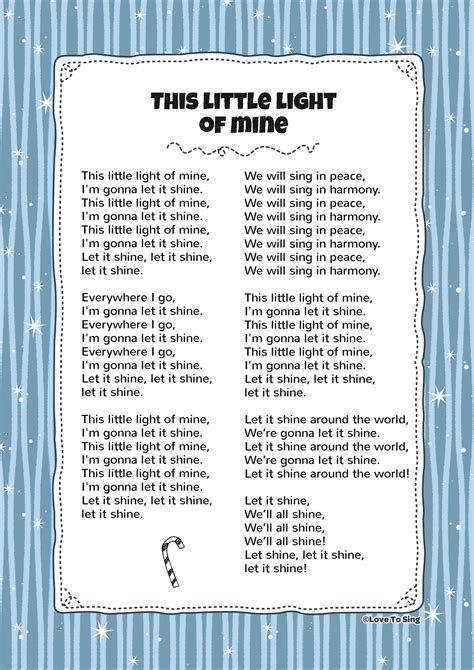 Printable Lyrics to This Little Light of Mine