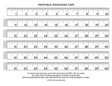 A printable measuring tape with inch markings