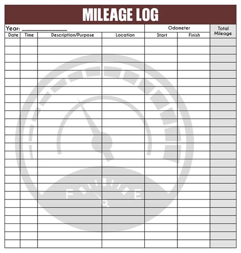 Printable Mileage Log