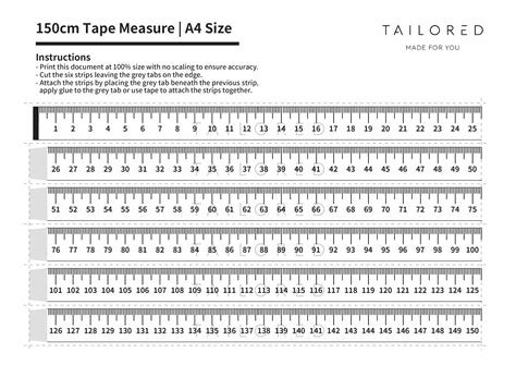 Printable mm tape measure chart examples 3