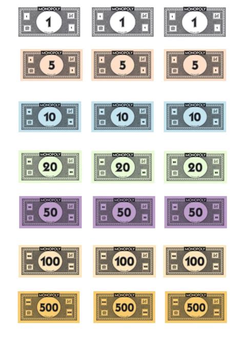 Printable Monopoly Money Template PDF