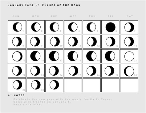 Printable Moon Calendar Template