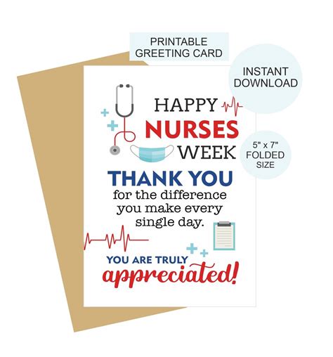 Printable Nurses Week card with a simple design