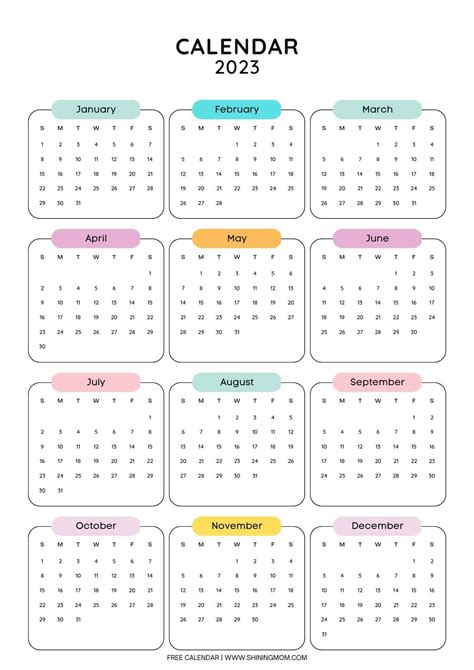 Printable One-Page Calendars