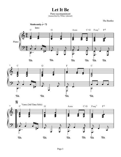 Printable Piano Sheet Music