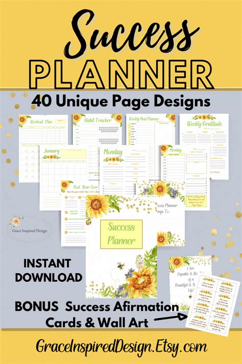 Printable planner inserts for success