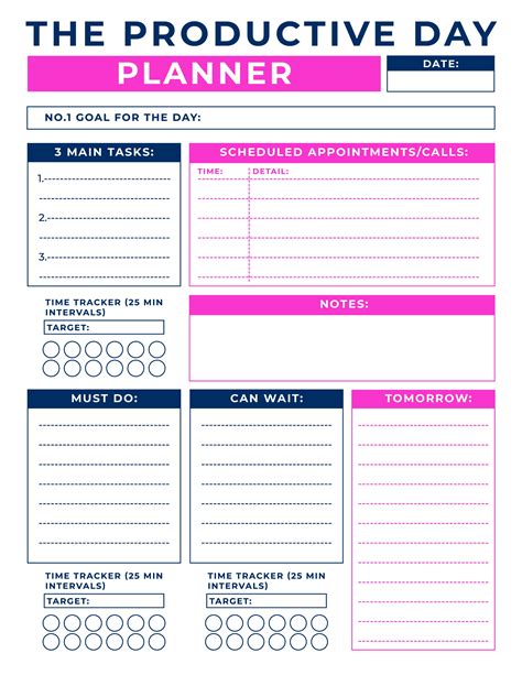 Printable productivity planner