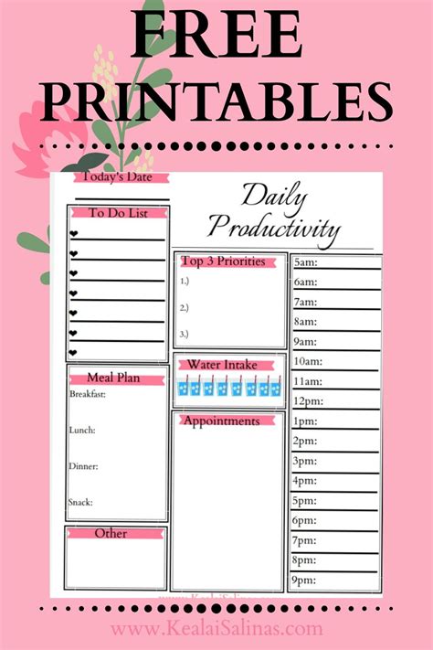 Printable Productivity Template