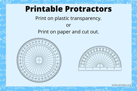 Printable protractor science