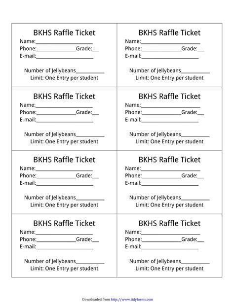 Printable Raffle Ticket Template Example