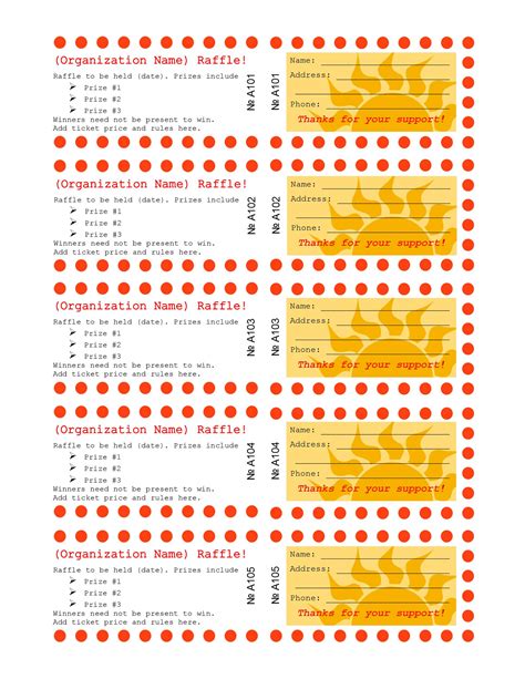Printable raffle ticket templates for easy use