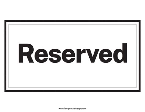 Printable Reserved Sign Templates