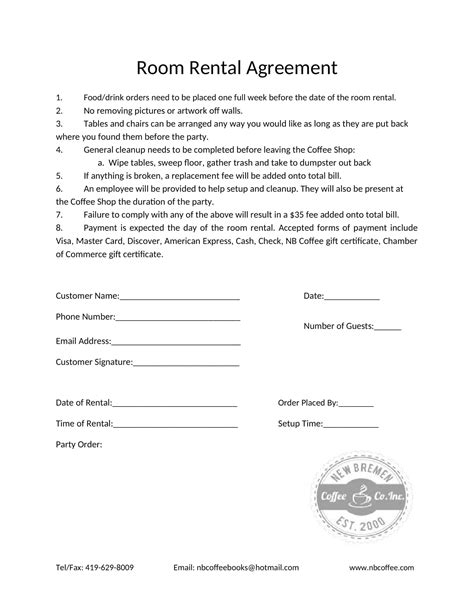 Printable Room Rental Agreement