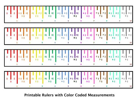 Printable ruler template for education with fractions and decimals