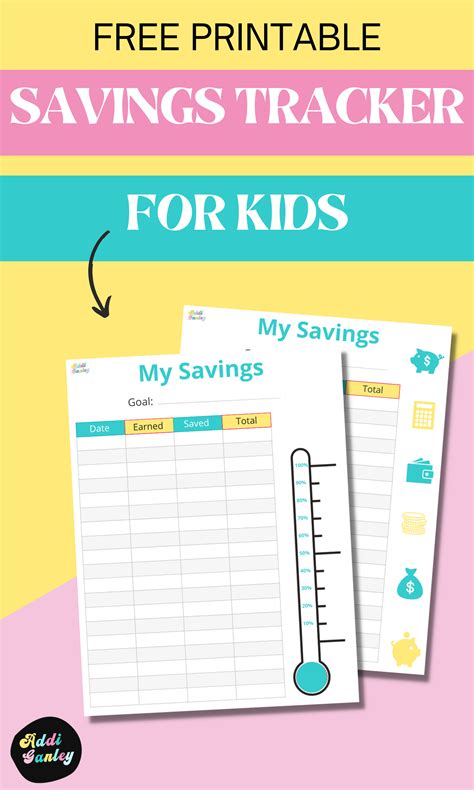 Free Printable Savings Tracker For Kids