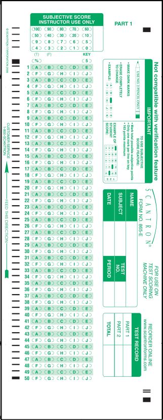 Printable Scantron Bubble Sheets Excel