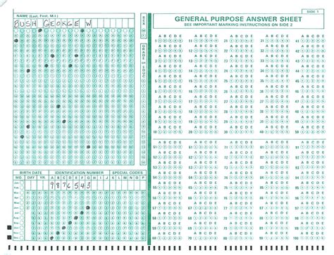 Printable Scantron Bubble Sheets Excel Template