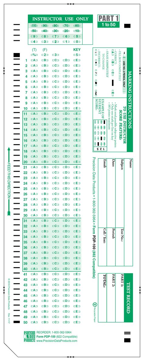 Free Printable Scantron Sheets