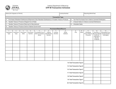 Printable schedule template example