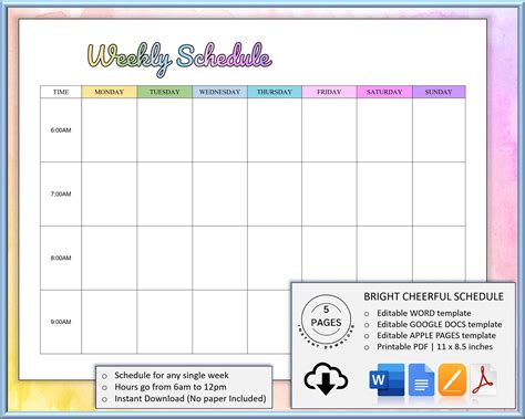 Printable Schedule Template