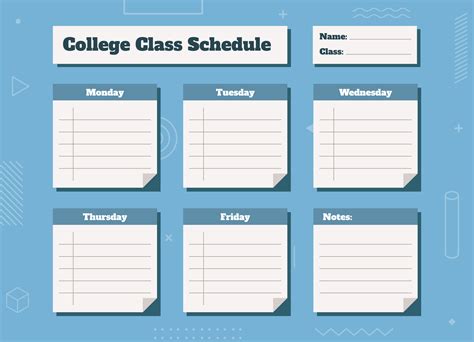 Printable Schedule Template for College