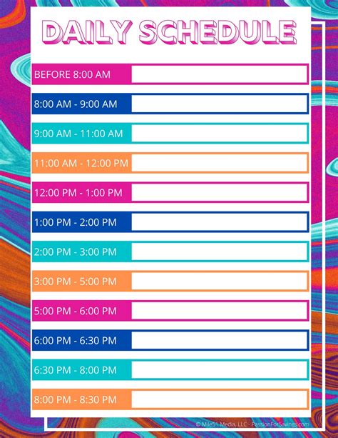 Printable Schedule Template for Kids