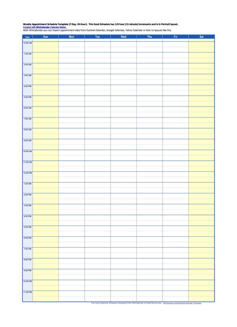 Printable Schedule Templates for Appointments