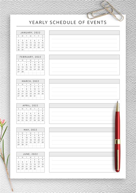 Printable Schedule Templates for Events