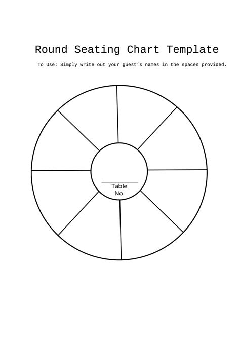 Example of a printable seating chart template