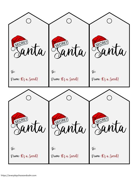 Printable Secret Santa Gift Tags and Templates