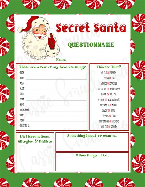 Printable Secret Santa Template