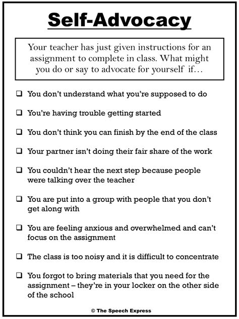 Printable Self-Advocacy Skills Worksheets for Educators