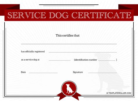 Printable Service Dog Template Example 3