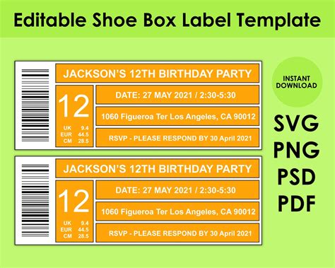 Printable Shoe Box Labels