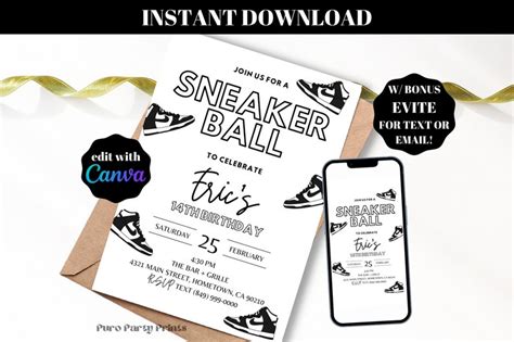 Printable sneaker ball invitation template