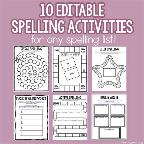 Printable spelling practice templates for kids