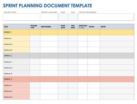 Printable Sprint Planning Template